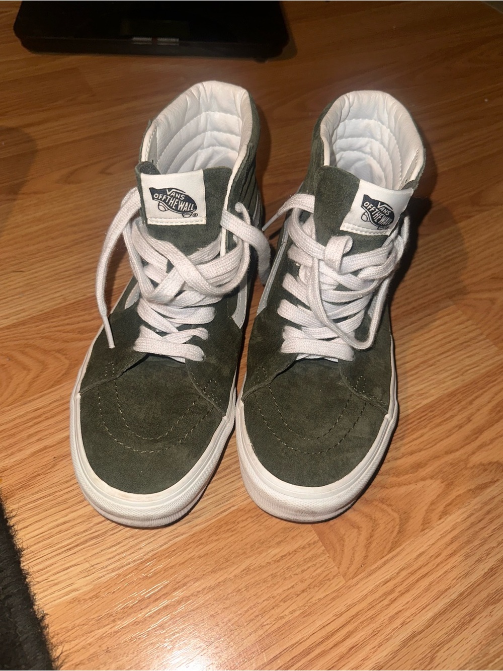 Vans High-Top Suede Sneakers in Olive Green and White